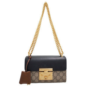 Gucci GG Supreme Padlock Small Shoulder Bag Beige Blac